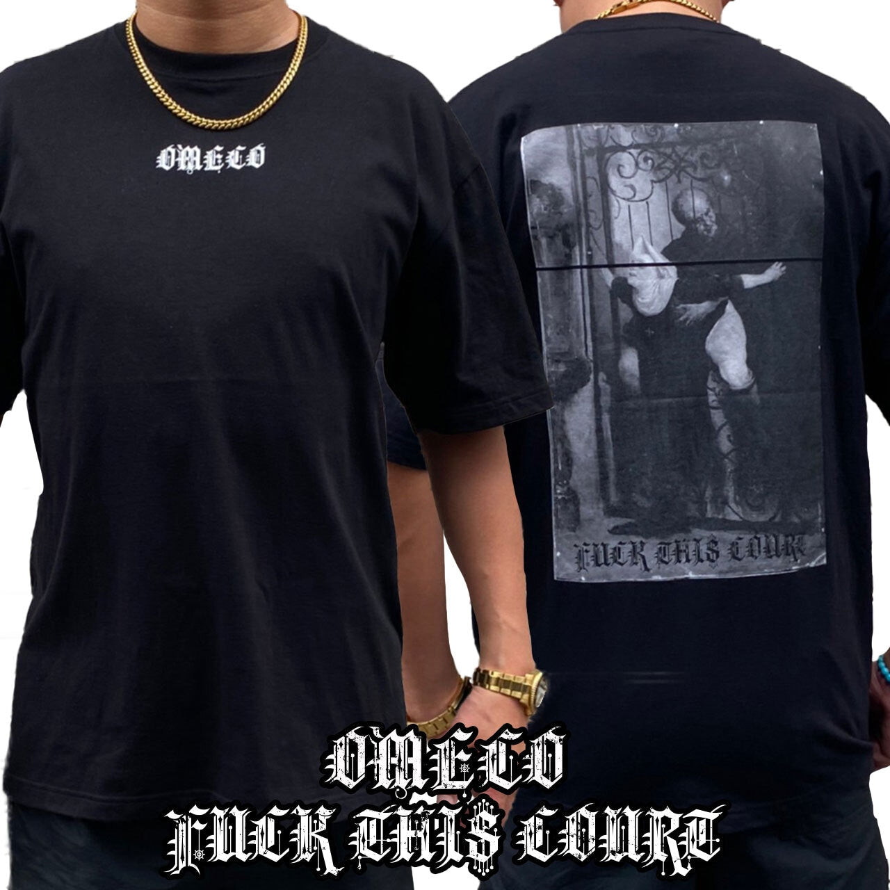 OMECO FUCK THIS COURT Tシャツ ブラック【ご注文から2~4週間前後での発送】