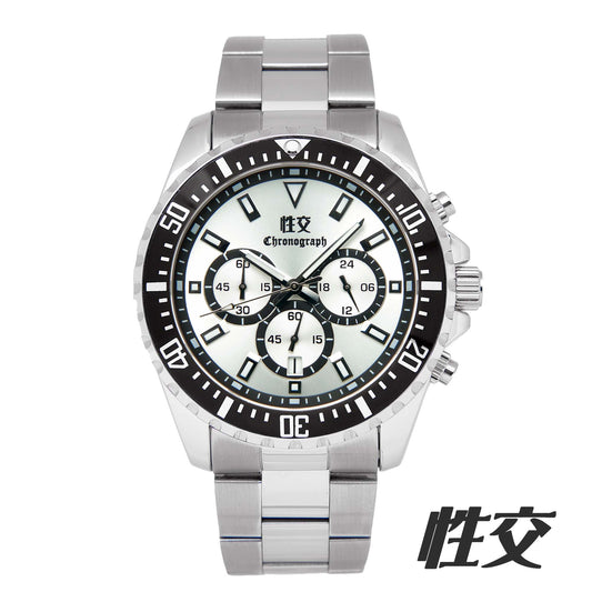 性交 クロノグラフウォッチ シルバー