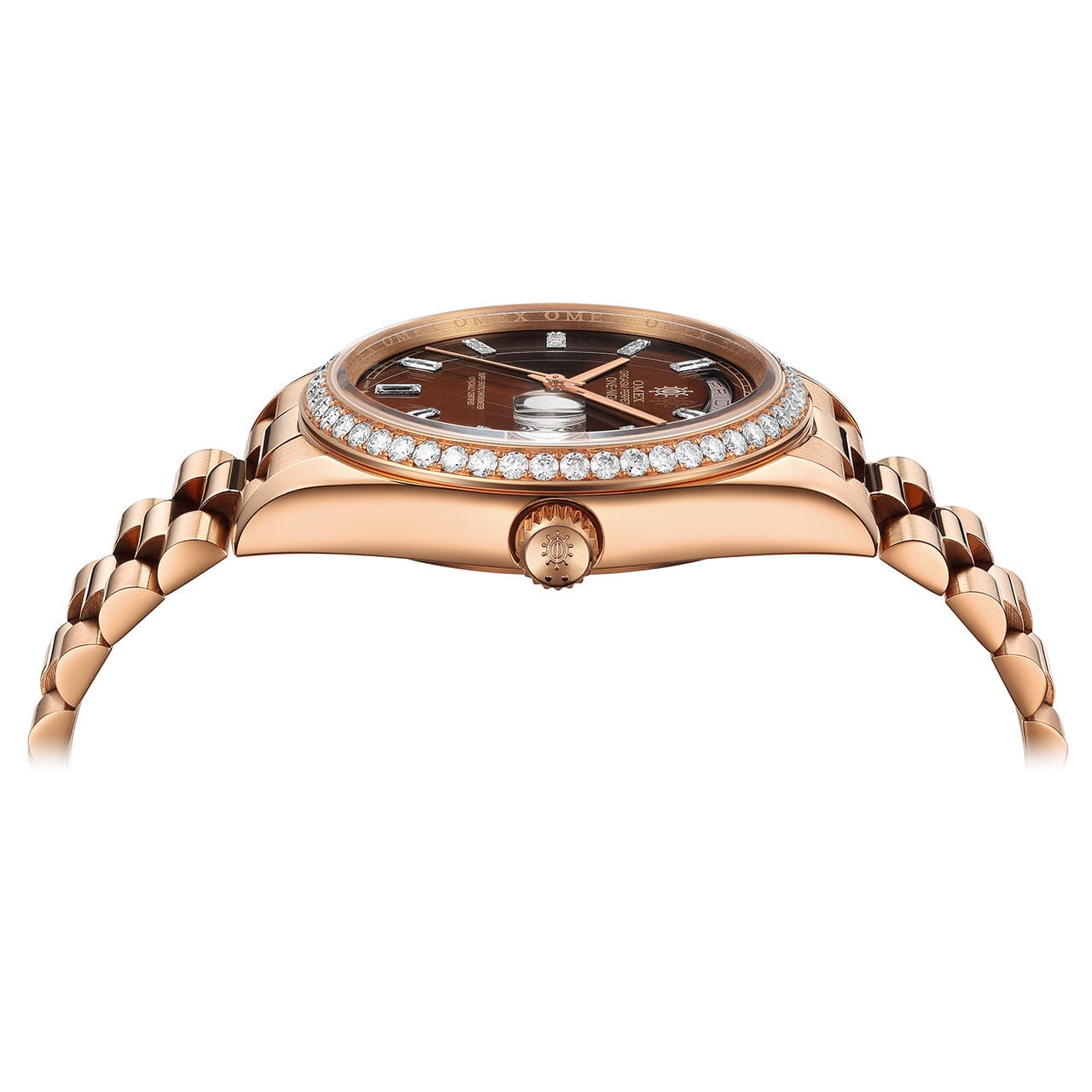 【スペシャルカスタムモデル】OMEX ワンナイト オートマチック モアサナイトカスタム ピンクゴールド×チョコレート