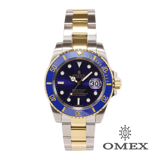 【レビュー特典付き】OMEX シャブリーナ オートマチック コンビ×ブルー