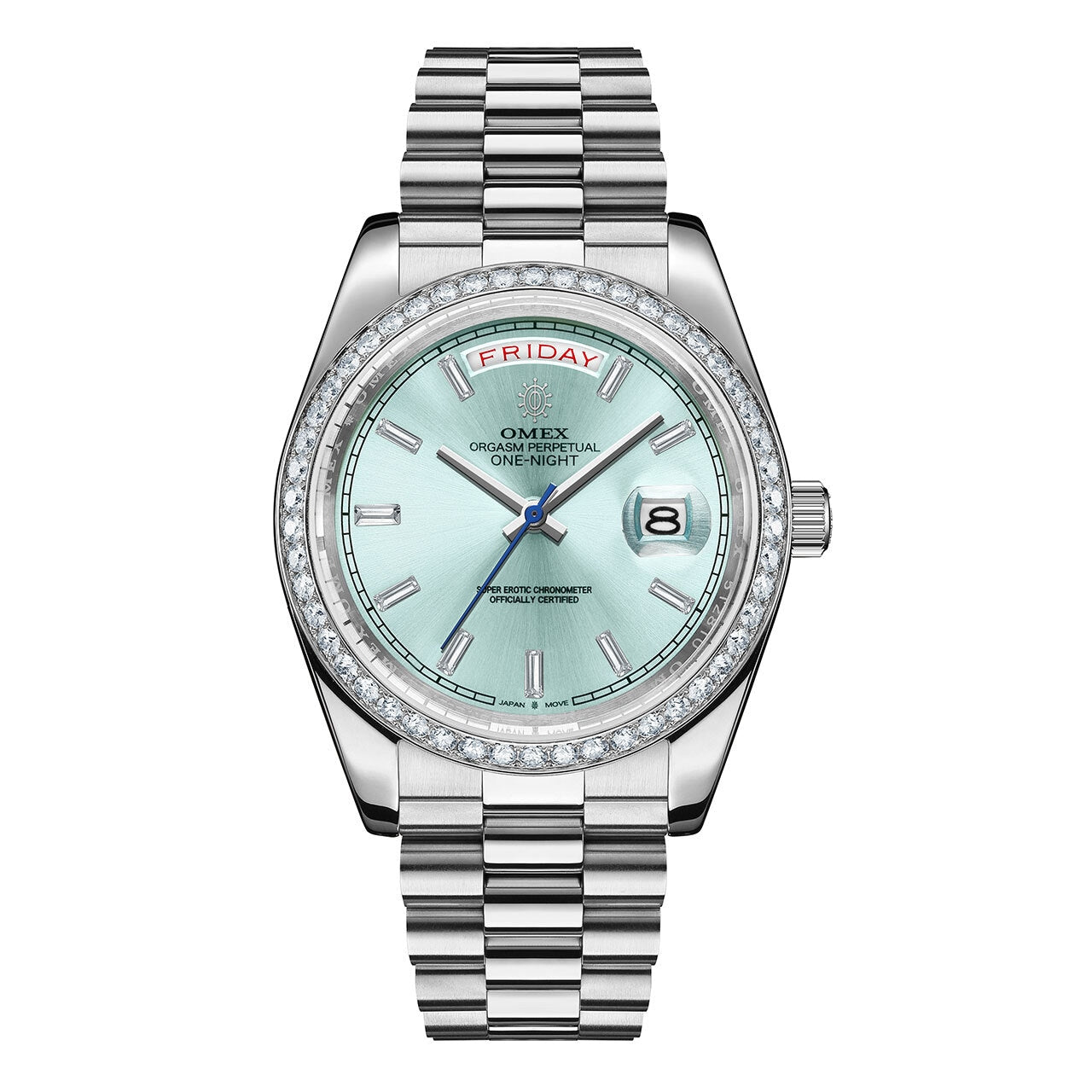 【スペシャルカスタムモデル】OMEX ワンナイト オートマチック モアサナイトカスタム シルバー×アイスブルー