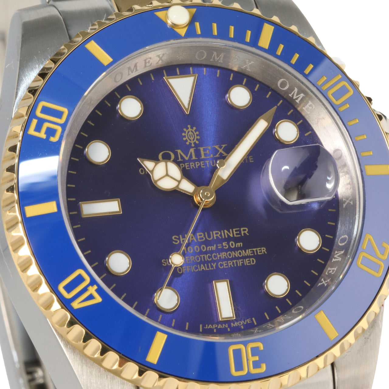 【レビュー特典付き】OMEX シャブリーナ オートマチック コンビ×ブルー
