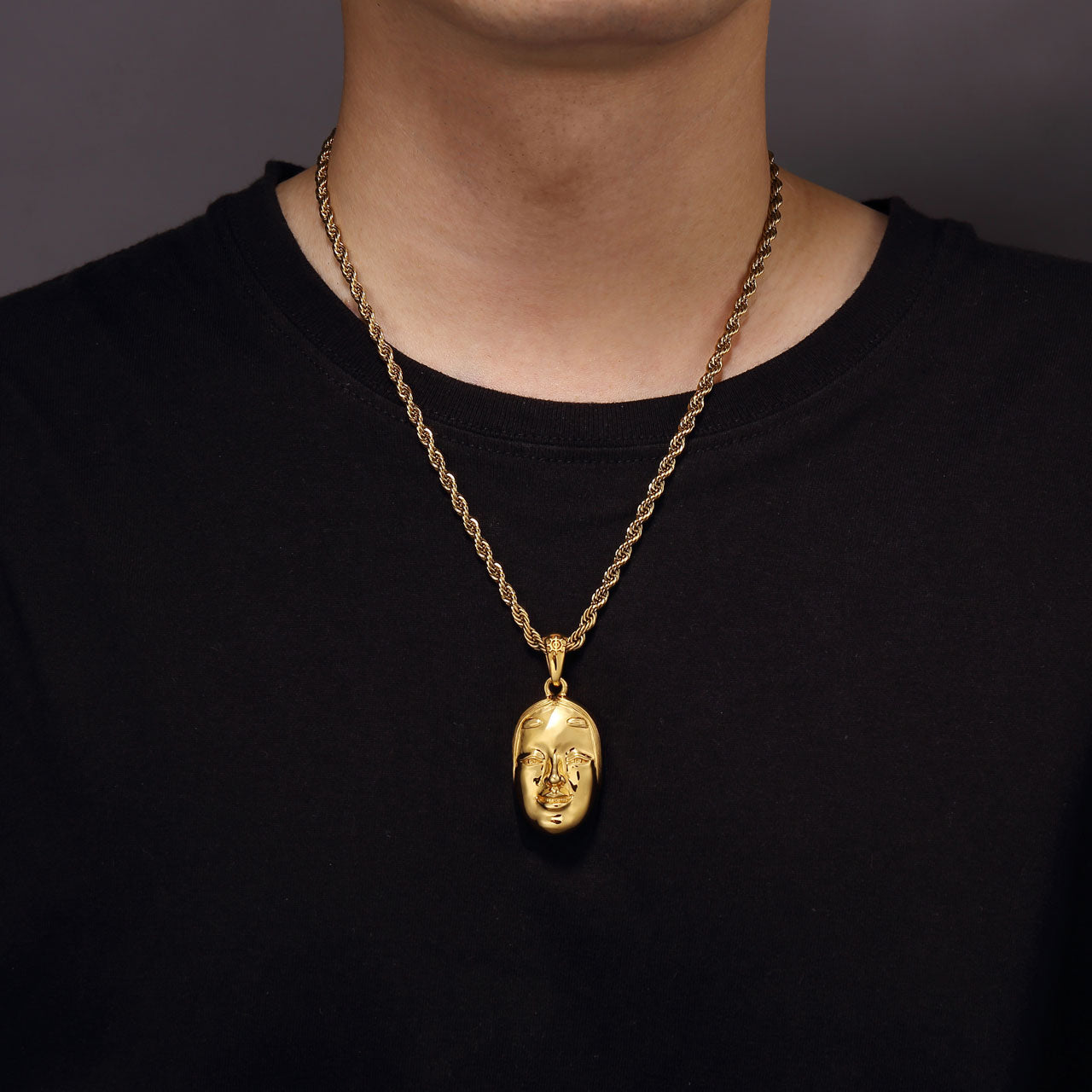 《受注販売》ゴールド(Silver925/K18GP) 能面 ネックレス チャーム ※納期:約2~4週間
