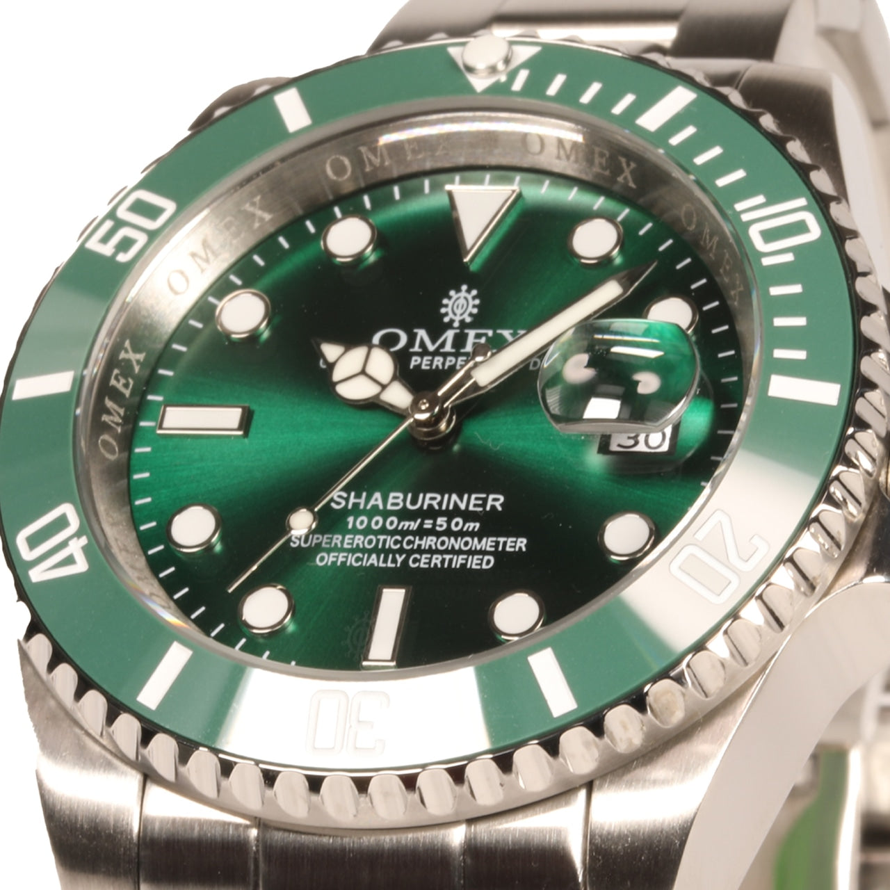 【レビュー特典付き】OMEX シャブリーナ オートマチック シルバー×グリーン
