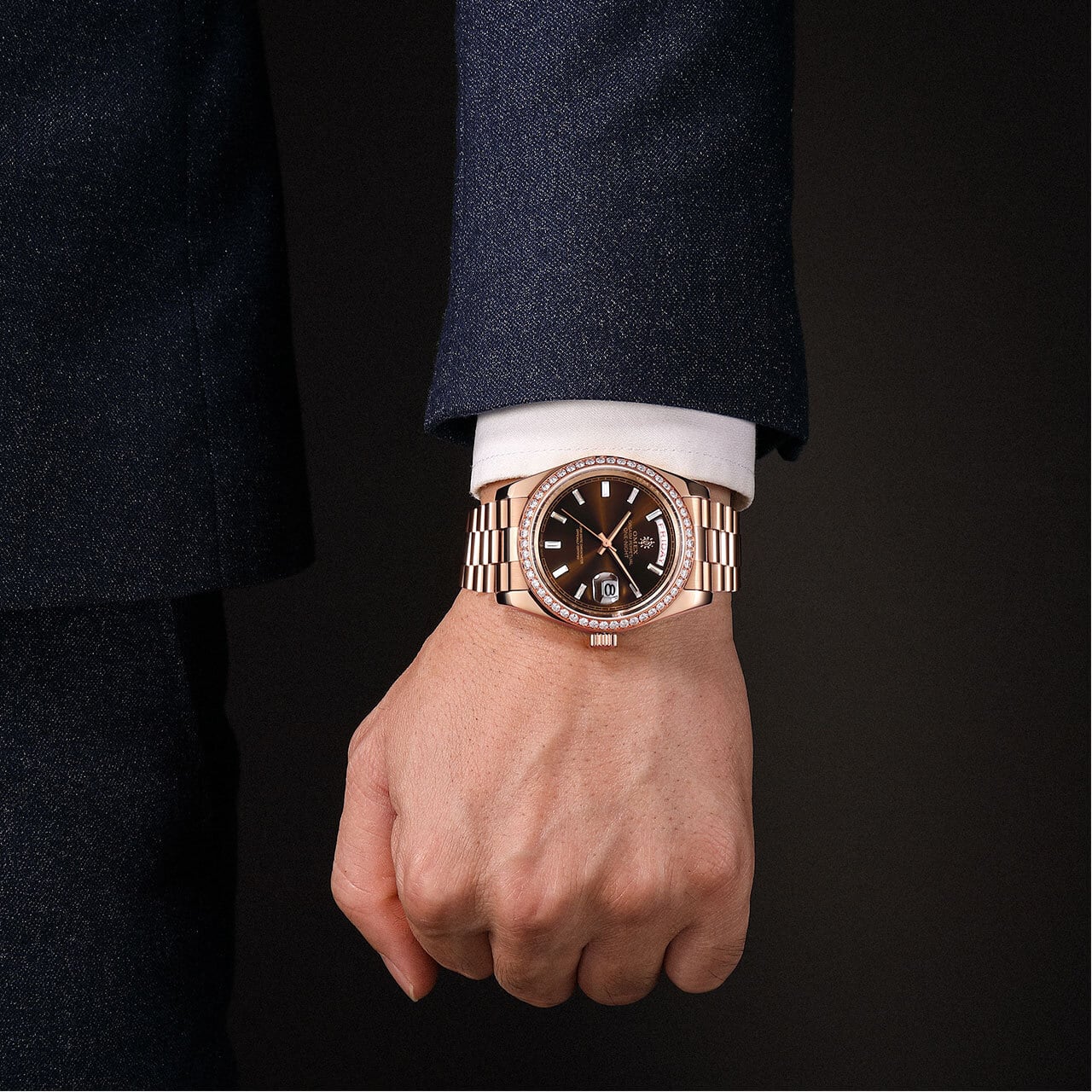 【スペシャルカスタムモデル】OMEX ワンナイト オートマチック モアサナイトカスタム ピンクゴールド×チョコレート