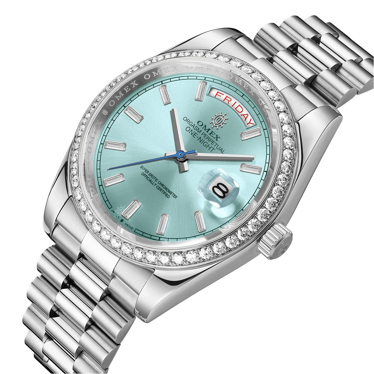 【スペシャルカスタムモデル】OMEX ワンナイト オートマチック モアサナイトカスタム シルバー×アイスブルー