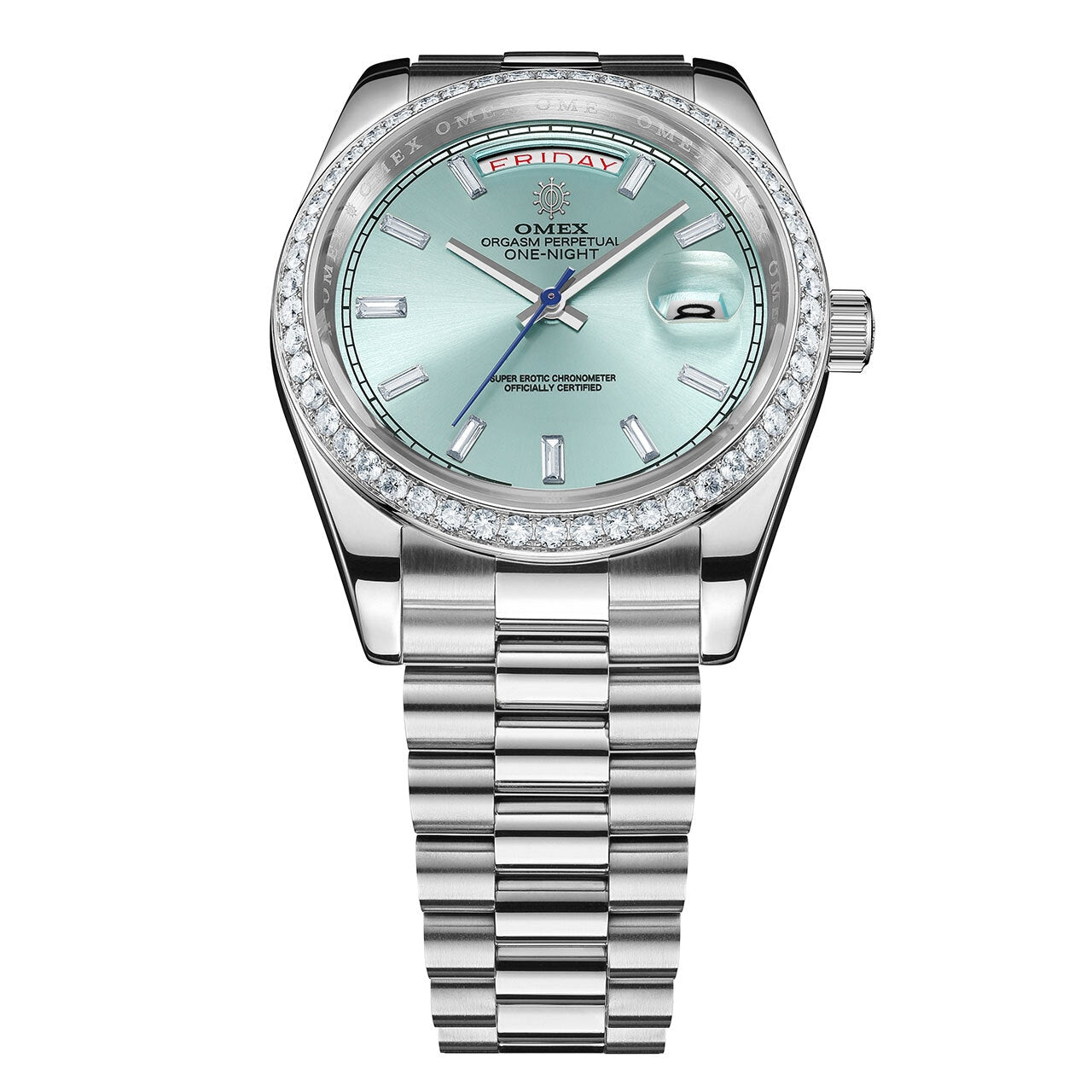 【スペシャルカスタムモデル】OMEX ワンナイト オートマチック モアサナイトカスタム シルバー×アイスブルー