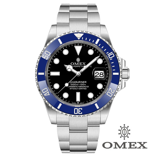 【レビュー特典付き】OMEX シャブリーナ オートマチック シルバー×ブラック(ブルー)