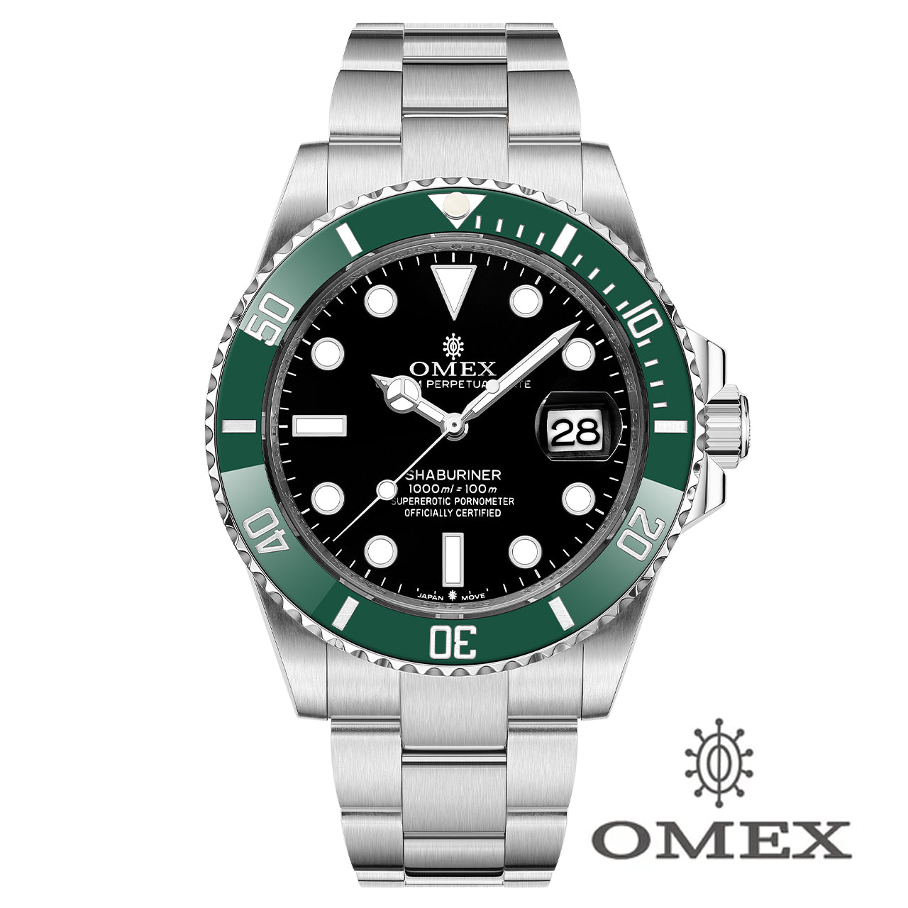 【レビュー特典付き】OMEX シャブリーナ オートマチック シルバー×ブラック(グリーン)