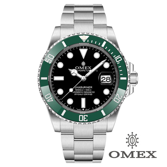 【レビュー特典付き】OMEX シャブリーナ オートマチック シルバー×ブラック(グリーン)