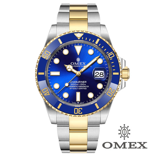 【レビュー特典付き】OMEX シャブリーナ オートマチック コンビ×ブルー