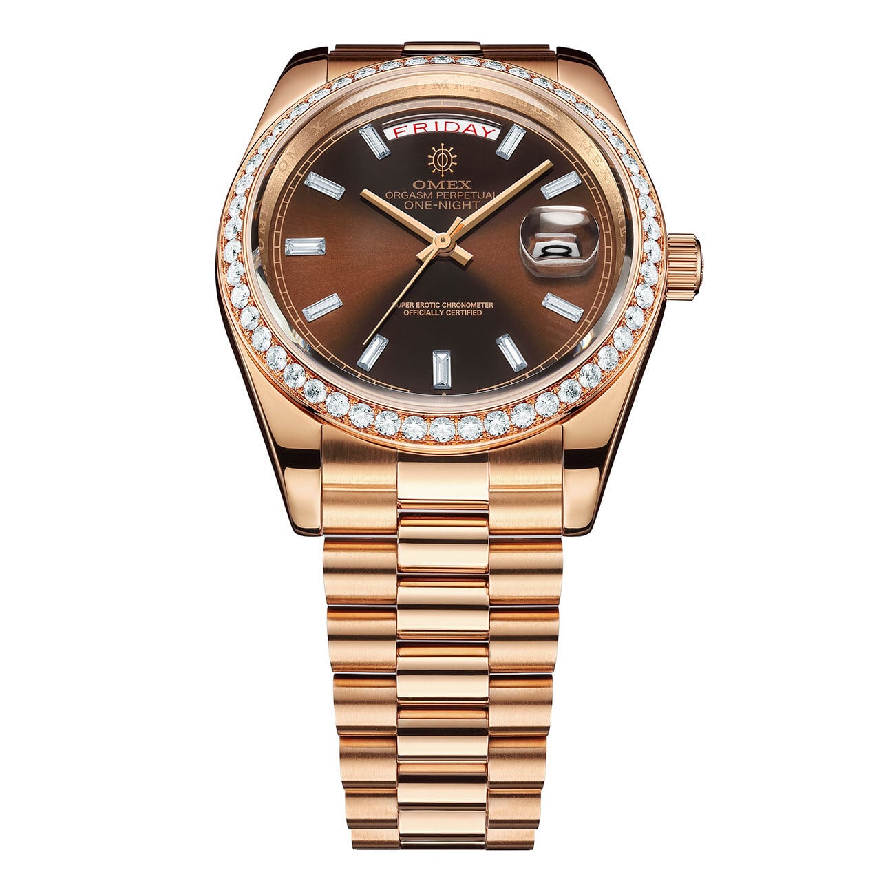 【スペシャルカスタムモデル】OMEX ワンナイト オートマチック モアサナイトカスタム ピンクゴールド×チョコレート