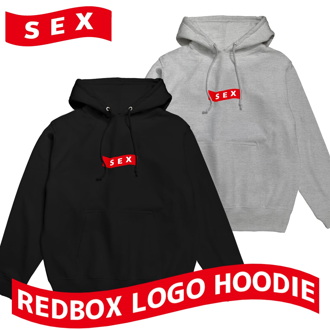 ウェーブ レッドボックス SEX ロゴ プルオーバー フーディー【ご注文から4週間前後での発送】