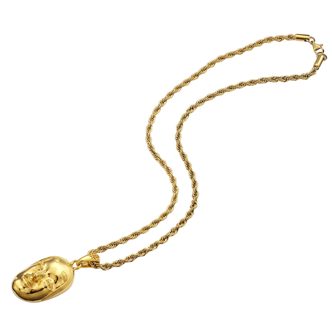 《受注販売》ゴールド（Silver925/K18GP） 能面 ネックレス チャーム ※納期：約2～4週間