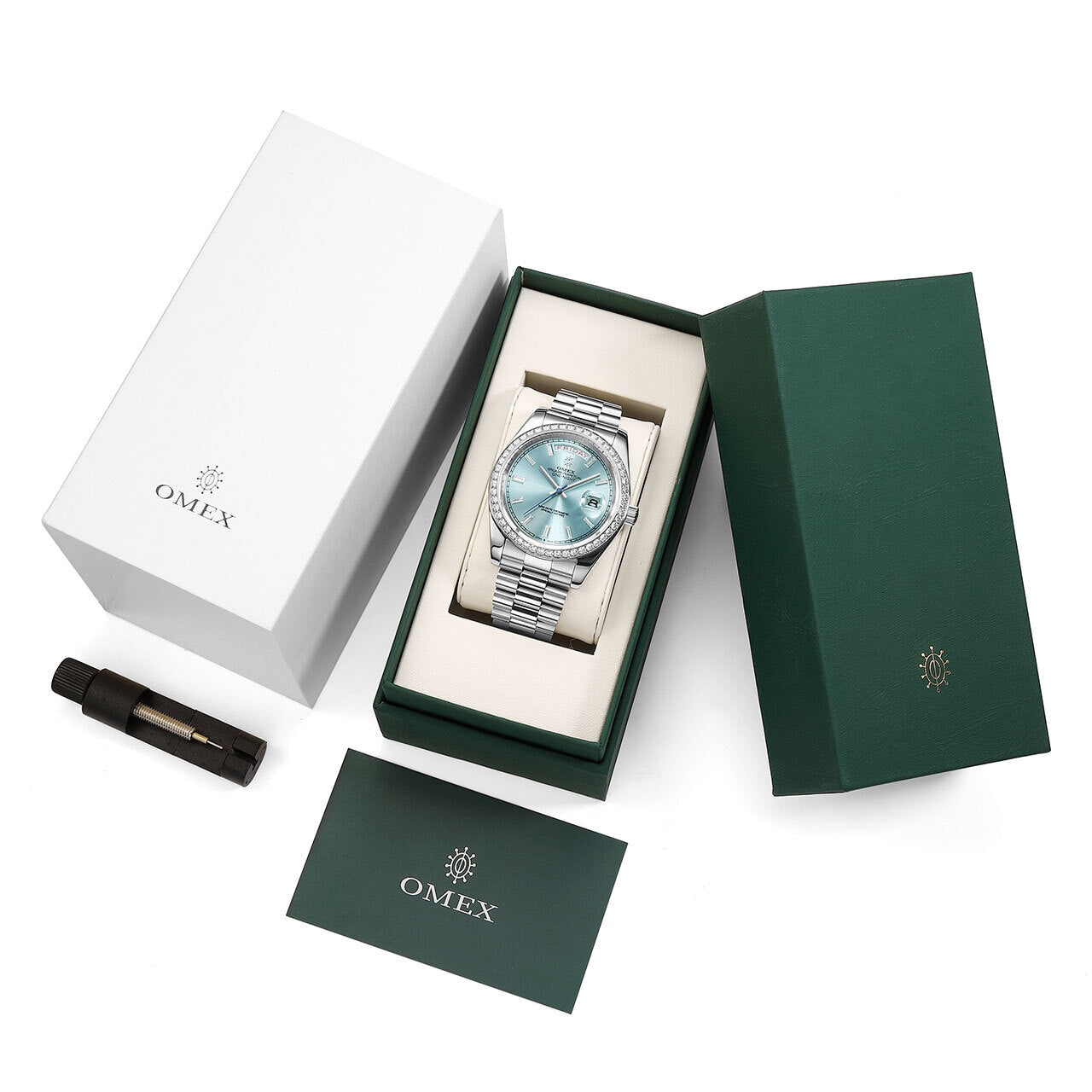 【スペシャルカスタムモデル】OMEX ワンナイト オートマチック モアサナイトカスタム シルバー×アイスブルー