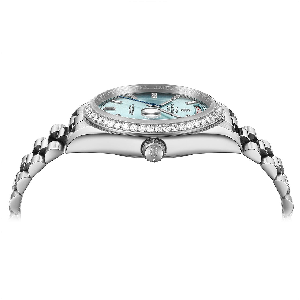 【スペシャルカスタムモデル】OMEX ワンナイト オートマチック モアサナイトカスタム シルバー×アイスブルー