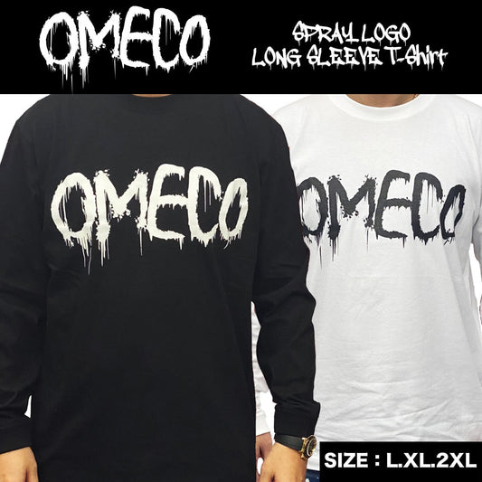OMECO  スプレーロゴ ロングスリーブ Tシャツ ブラック/ホワイト【ご注文から2～4週間前後での発送】