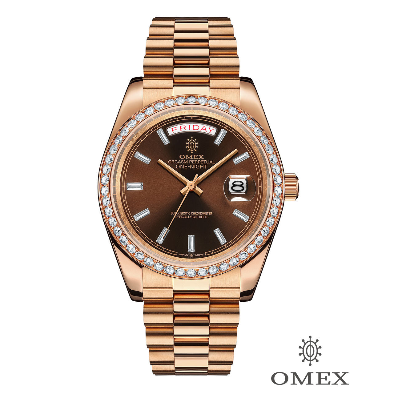 【スペシャルカスタムモデル】OMEX ワンナイト オートマチック モアサナイトカスタム ピンクゴールド×チョコレート