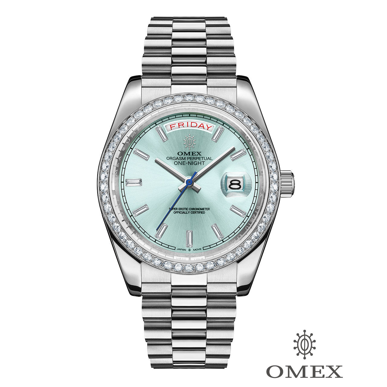 【スペシャルカスタムモデル】OMEX ワンナイト オートマチック モアサナイトカスタム シルバー×アイスブルー